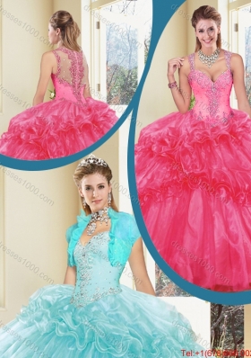 Gorgeous Straps Beading Quinceanera Dresses with Ruffles