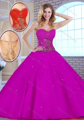 Hot Sale Appliques Fuchsia Quinceanera Dresses with Sweetheart