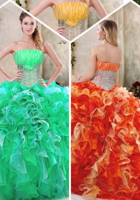 Luxurious Strapless Quinceanera Dresses with Sequins and Ruffles