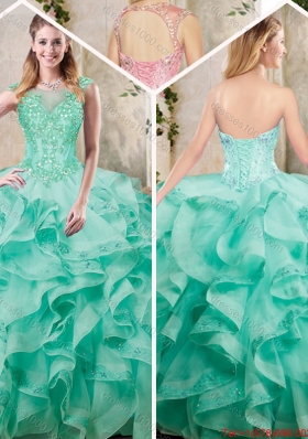 New Appliques and Ruffles Sweet 16 Dresses in Turquois