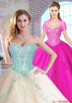 2015 Fall Elegant Sweetheart Quinceanera Dresses with Appliques and Sequins