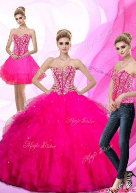 2015 Spring Pretty Beading and Ruffles Sweetheart Quinceanera Dresses