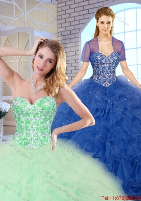 2016 Popular Ball Gown Sweet 16 Dresses with Beading and Ruffles
