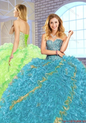 2016 Spring Popular Beading Scoop Quinceanera Gowns with Zipper Up