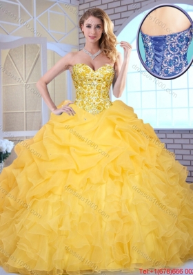 Elegant Yellow Quinceanera Gowns with Beading and Ruffles