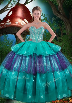 Luxurious 2016 Fall Sweetheart Beaded Quinceanera Dresses with Ruching