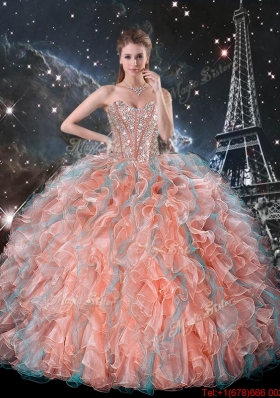 2016 The Super Hot Ruffles and Beaded Quinceanera Dresses in Multi Color