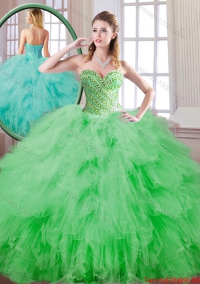 Beautiful Spring Green Sweet 16 Dresses with Beading for 2016 Spring
