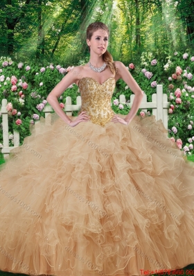 Elegant Beaded and Ruffles Sweetheart Quinceanera Dresses for 2016