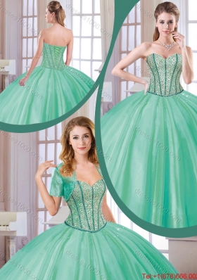 Fashionable 2016 Spring Beading Quinceanera Dresses in Turquoise