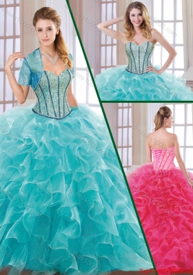 Fashionable Hot Sale Beading and Ruffles Quinceanera Dresses with Sweetheart