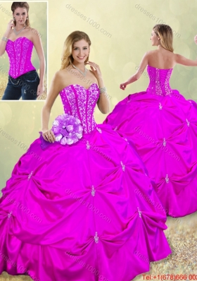 Fashionable Sweetheart Beading Quinceanera Dresses in Fuchsia