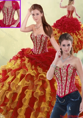 Luxurious Beading and Ruffles Quinceanera Dresses in Multi Color