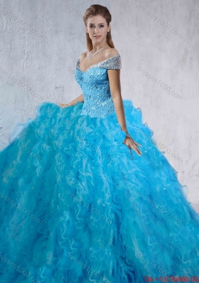 Fashionable Beaded and Laced 2016 Quinceanera Gowns with Brush Train