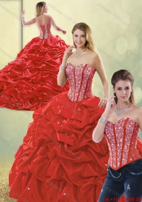 2015 Fall Perfect Sweetheart Detachable Quinceanera Dresses with Beading and Pick Ups