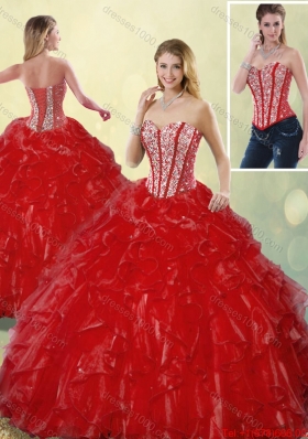 Fashionable Luxurious Sweetheart Quinceanera Gowns in Wine Red for 2016