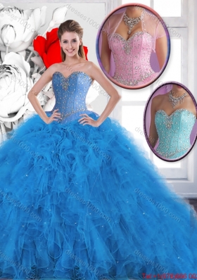 Cheap Beading Sweetheart Quinceanera Dresses in Blue