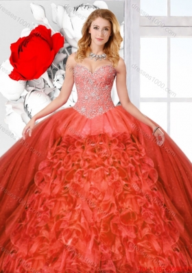Straps and Ruffles Luxurious Quinceanera Dresses with Beading