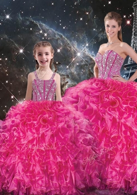 Luxurious Beading Princesita With Quinceanera Dresses in Hot Pink