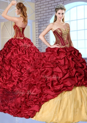Most Popular Sweetheart Brush Train Pick Ups and Appliques Sweet 16 Dresses