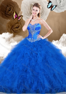 Cheap Ball Gown Sweetheart Beading and Ruffles Quinceanera Dresses