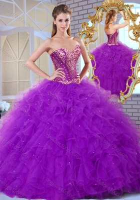 Inexpensive Sweetheart Ruffles and Appliques Sweet 16 Gowns