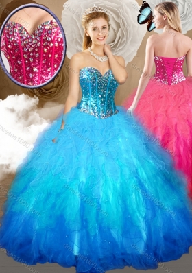 Simple Ball Gown Sweet 16 Dresses with Beading and Ruffles