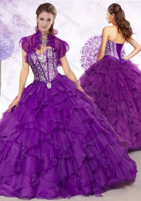 Cheap Ball Gown Purple Quinceanera Gowns with Beading and Ruffles