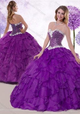 Low Price Ball Gown Sweetheart Quinceanera Gowns with Ruffles and Sequins