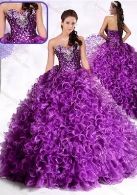 Luxurious Ball Gown Sweetheart Ruffles and Sequins Quinceanera Dresses