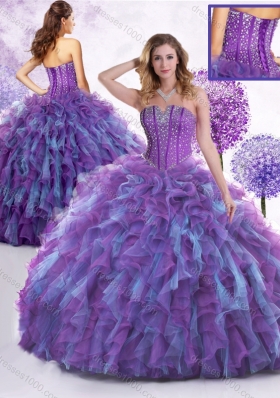New Style Strapless Beading and Ruffles Sweet 16 Dresses