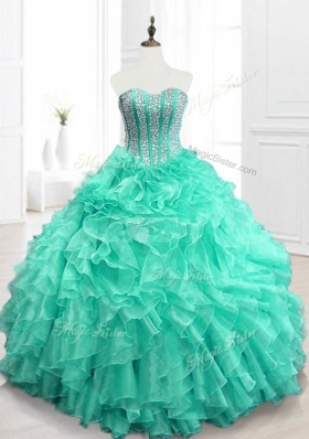 Best Selling Beading and Ruffles Sweet 16 Dresses in Apple Green