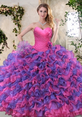 2016 Clearance Purple and Pink Sweet 16 Dress with Ruffled Layers