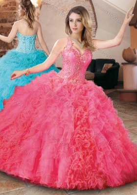 Clearance Beaded and Ruffled Quinceanera Dress with Detachable Straps