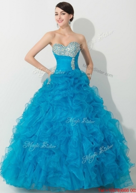 Clearance Princess Baby Blue Quinceanera Gown with Beading and Ruffles