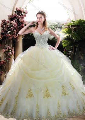 2016Custom Designed White Quinceanera Gown with Appliques and Beading