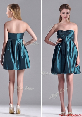 New Arrivals Strapless Ruched Taffeta Short Prom Dress in Teal