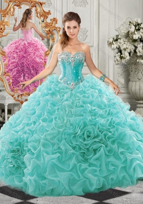 Classical Big Puffy Beaded and Ruffled Designer Quinceanera Gown in Organza