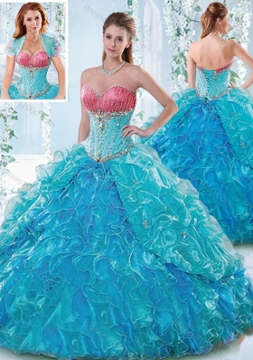 Elegant Beaded Bodice and Ruffled Elegant Quinceanera Dresses