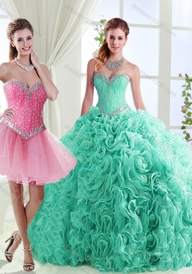 Romantic Rolling Flowers Really Puffy Designer Quinceanera Dresses in with Beading