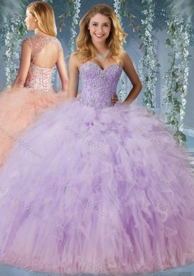 Exclusive Beaded and Ruffled Quinceanera Dress with Detachable Straps