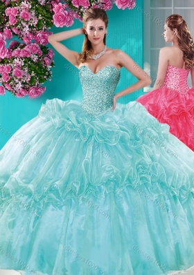 Exquisite Beaded and Pick Ups Quinceanera Dresses with Really Puffy