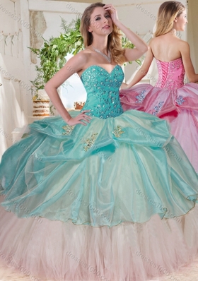 Gorgeous Beaded Bodice and Applique Big Puffy Quinceanera Dress for 2016