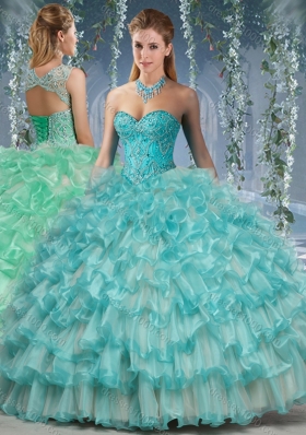 Lovely Big Puffy Quinceanera Dress with Beading and Ruffles