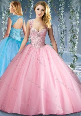 Lovely Pink Big Puffy Beaded Quinceanera Dress