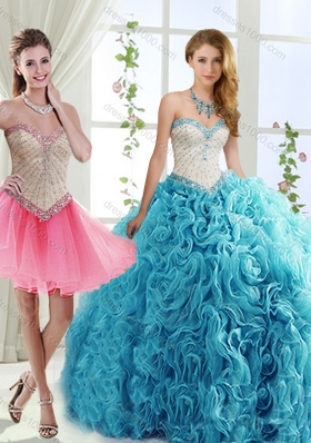 Sophisticated Rolling Flowers Detachable Quinceanera Gowns with Brush Train