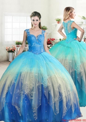 Exquisite Straps Beaded Gradient Color Quinceanera Dress with Zipper Up