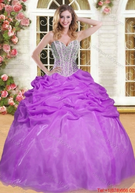 Unique Sweetheart Beaded Bodice and Bubble Quinceanera Dress in Organza