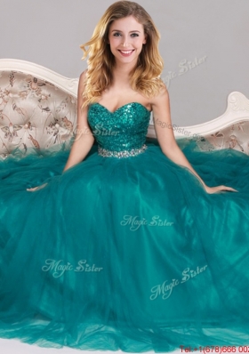 New Arrivals Teal Empire Tulle Evening Dress with Sequins