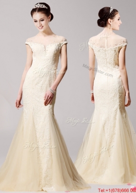 Luxurious Scoop Champagne Mermaid Evening Dress with Beading